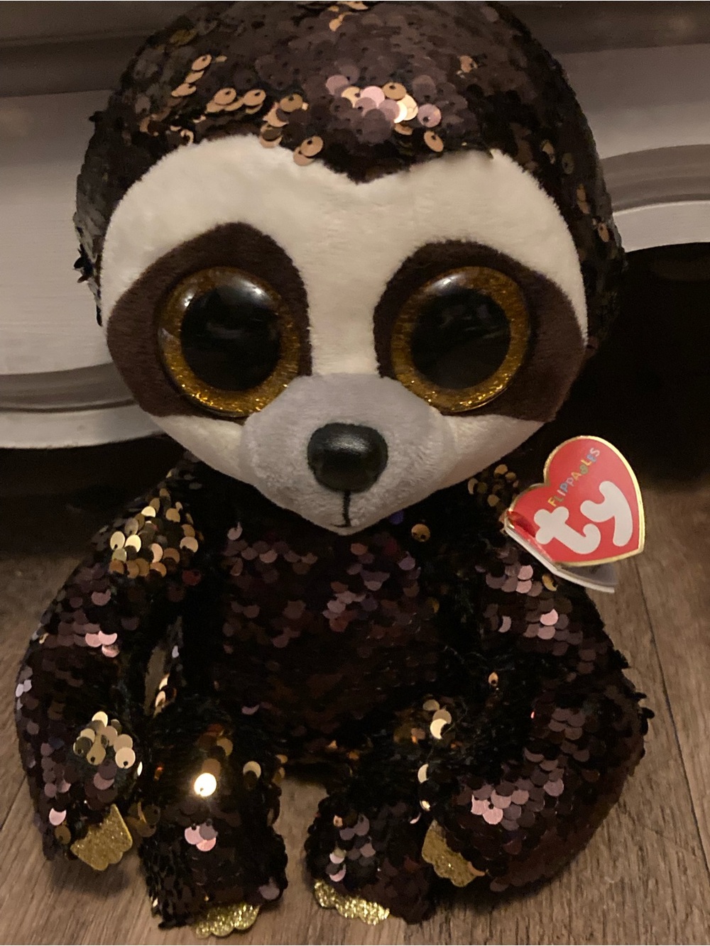 Ty Dangler Sequin Plush Sloth - Gold & Brown